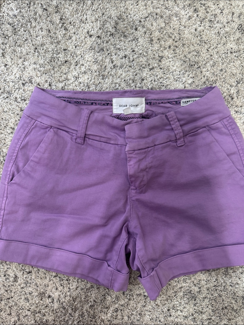 Dear John Lavender Mid-Rise Cotton Blend Shorts